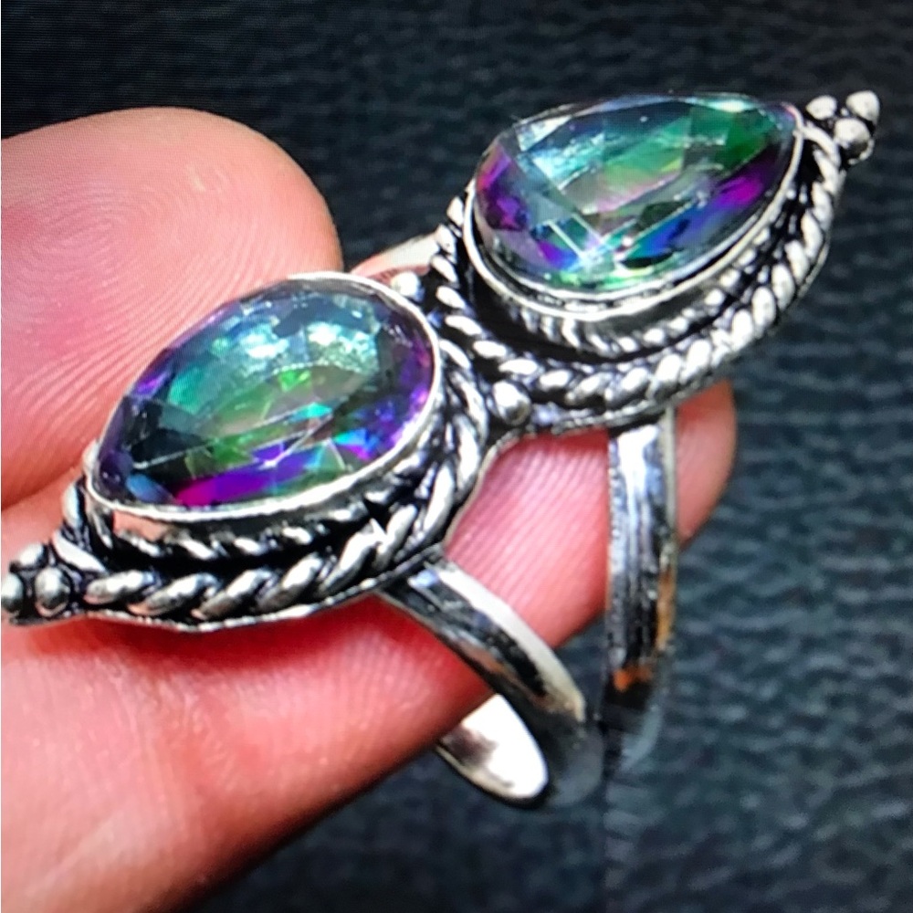 Mystic Topaz Stamped 925 Sterling Silver Ring